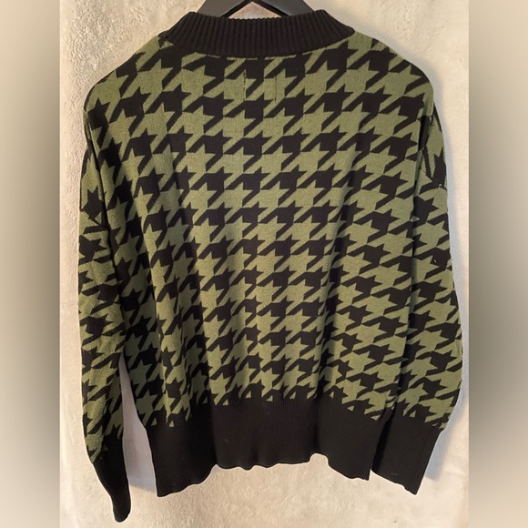 People Tree Women’s Sweater Houndstooth Green and Black Size Medium - Picture 2 of 5